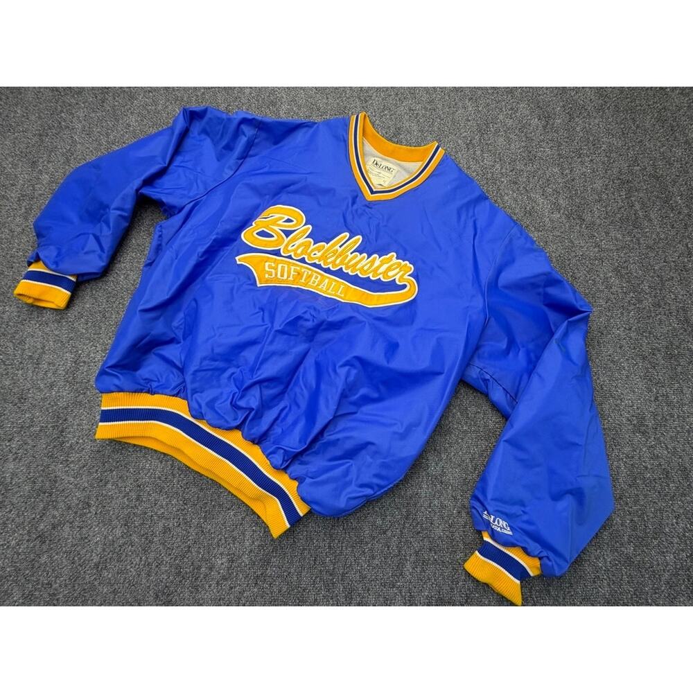 Vintage DeLONG USA Blockbuster Jacket Blue XL Graphic